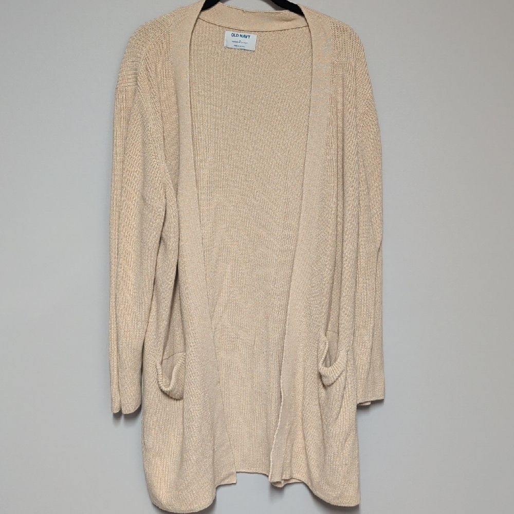 Old Navy Women's Beige Open-Front Cardigan Sweater